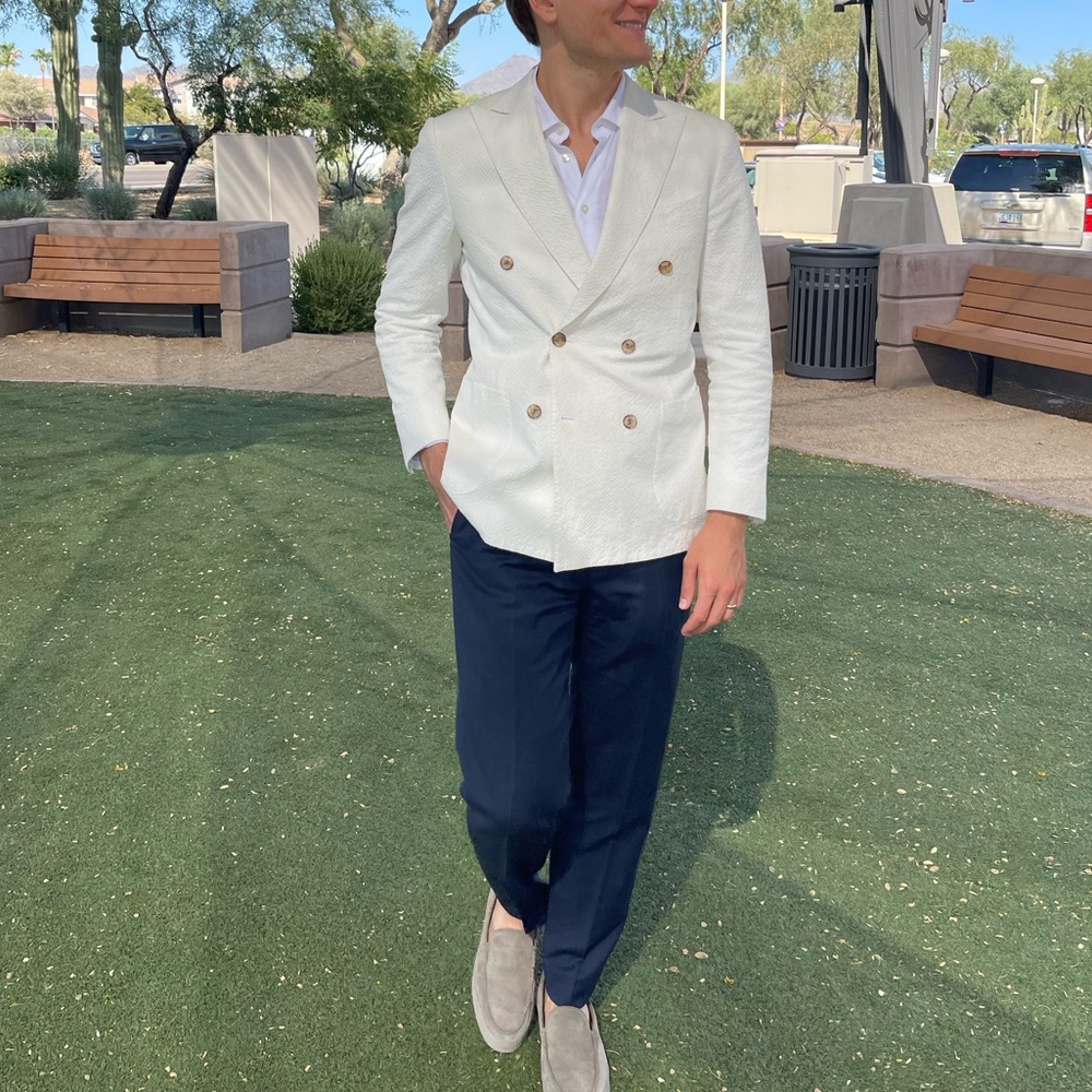 ❌SOLD❌ SUIT SUPPLY WHITE COTTON SUIT JACKET - Picture 8 of 11